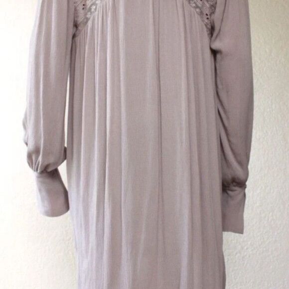 FREE PEOPLE Courtney Victorian Shirt Dress Eyelet Lace High Low Boho, Small - Picture 6 of 11